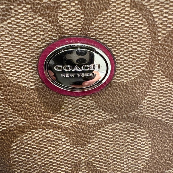 Coach Tan and Pink Signature Satchel - Picture 3 of 8